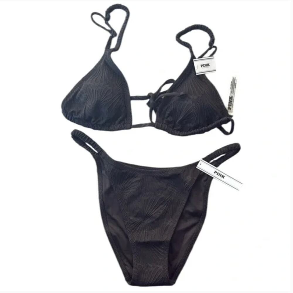 NWT Victoria’s Secret | Pink Scrunchie String Black Shell Bikini Sz M